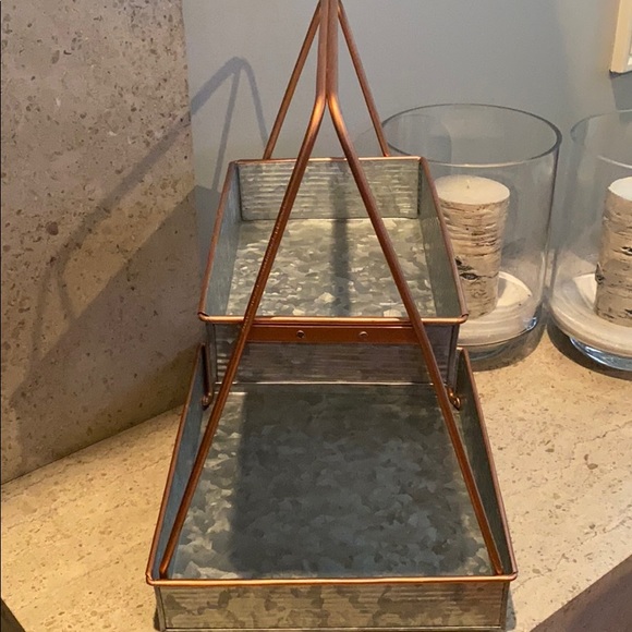Galvanized steel and copper two tier serving trays - Picture 5 of 6